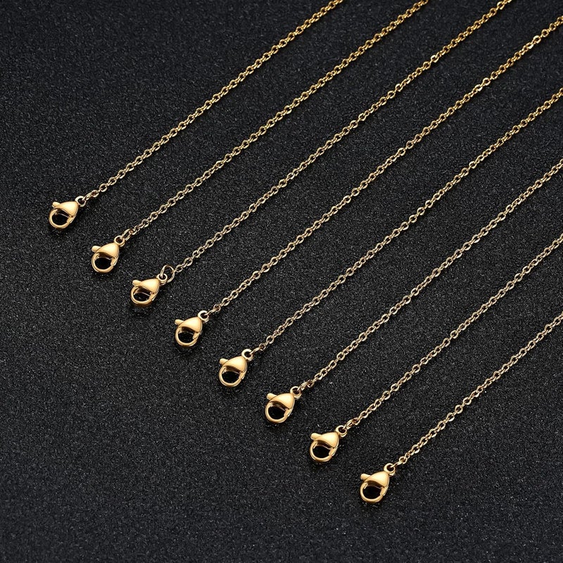 LUCKYPADS Stainless Steel Chain for Jewelry Making: Necklace Chains Bulk 1.5 mm Gold Plated Thin Chains 20 Pack Gold Cable Chains for Necklace Making (17 Inches) - Image 5